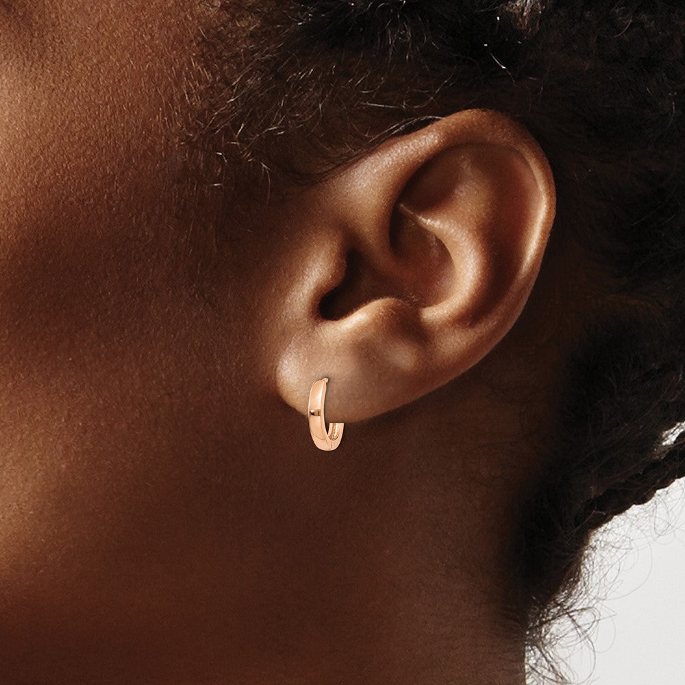 10k Rose Gold 1.8mm Round Hinged Hoop Earrings