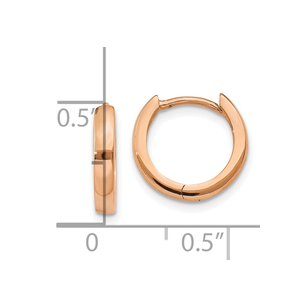 10k Rose Gold 1.8mm Round Hinged Hoop Earrings