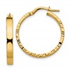 10k Diamond Cut Edge Medium 3mm Polished Hoop Earrings