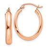 10k Rose Gold Polished Oval Tube Hoop Earrings