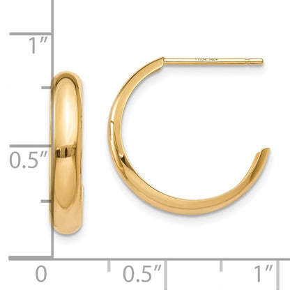 10k Polished 3.5mm J-Hoop Earrings
