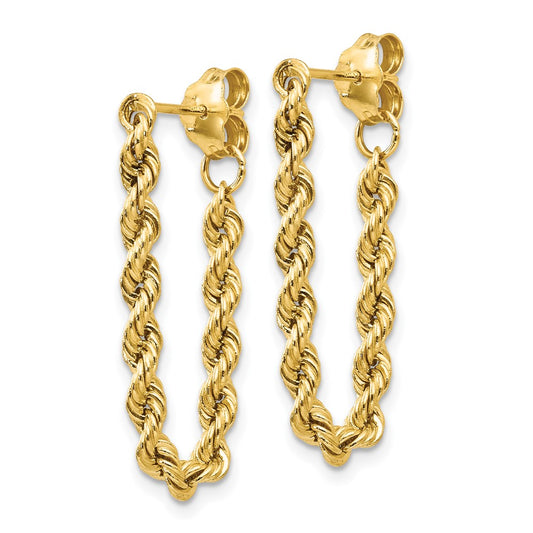 10k Hollow Rope Chain Dangle Post Earrings