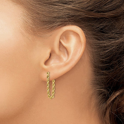 10k Hollow Rope Chain Dangle Post Earrings