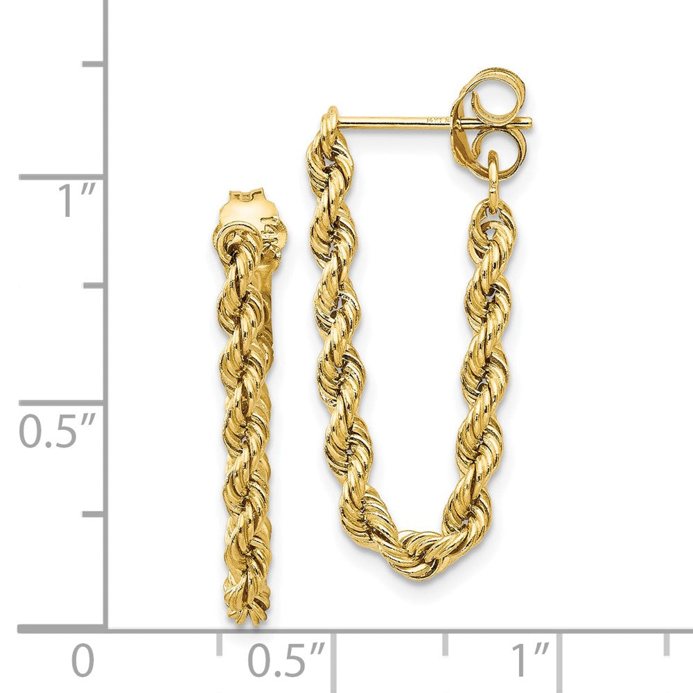 10k Hollow Rope Chain Dangle Post Earrings