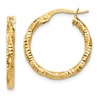 10k Polished and Textured Hoop Earrings