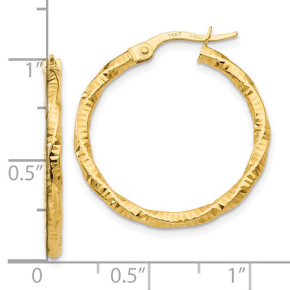 10k Polished and Textured Hoop Earrings