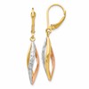10k Two-tone with White Rhodium Diamond-cut Dangle Leverback Earrings