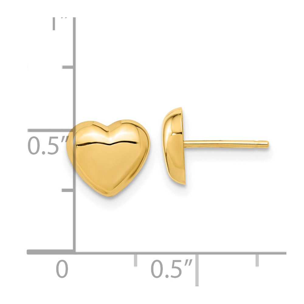 10k Gold Polished Heart Post Earrings