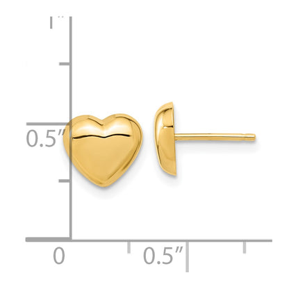 10k Polished 8mm Puffed Heart Post Earrings