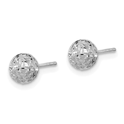 10k White Gold 6mm Diamond-cut Ball Post Earrings
