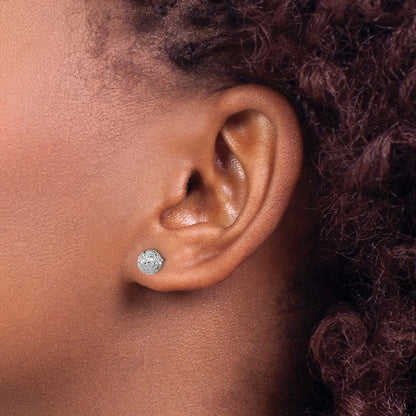 10k White Gold 6mm Diamond-cut Ball Post Earrings
