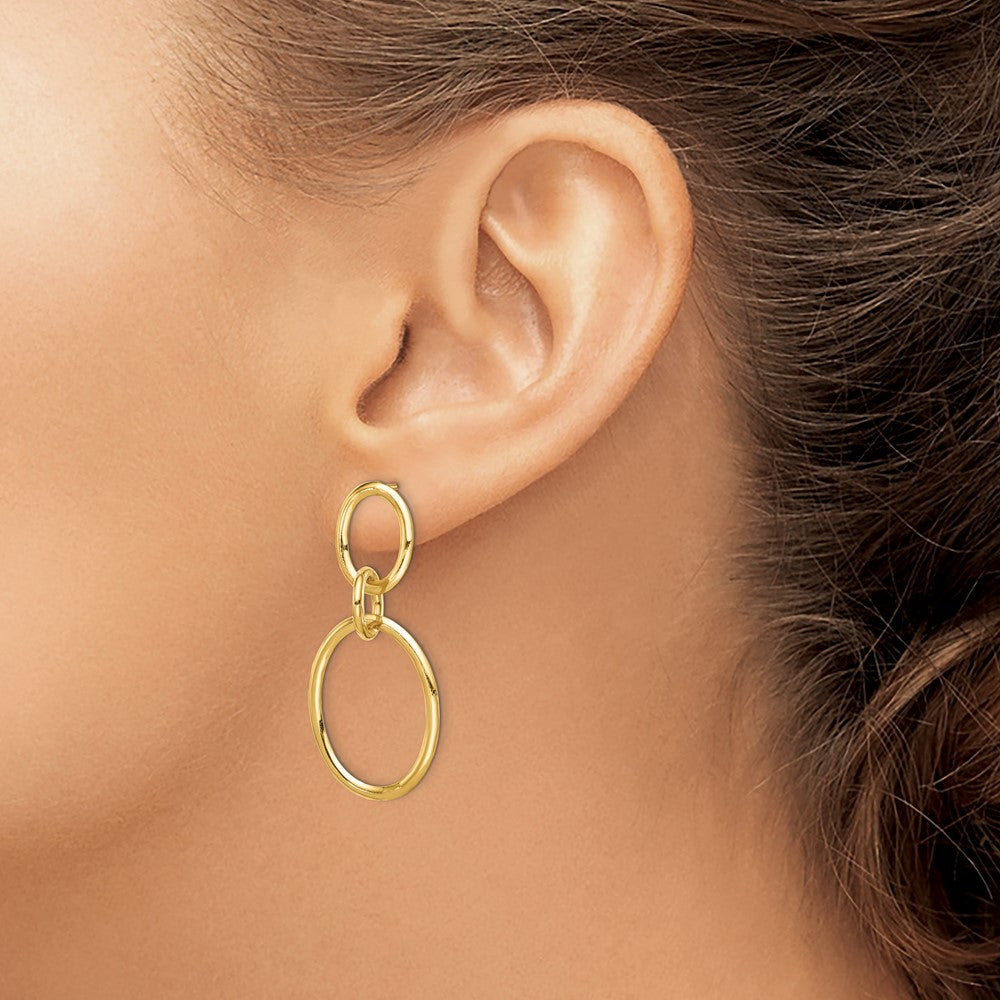 10k Circles Dangle Post Earrings