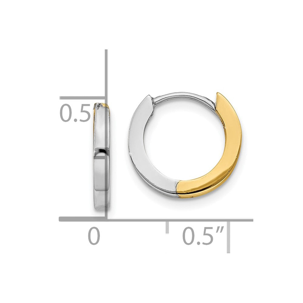 10k Two-tone 2mm Round Hinged Hoop Earrings