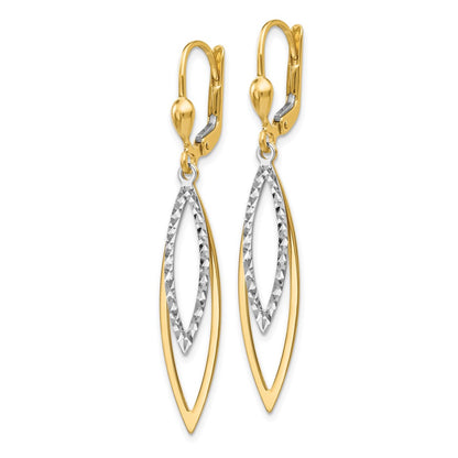 10k Two-tone Diamond-cut Dangle Leverback Earrings