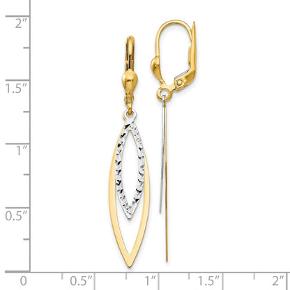 10k Two-tone Diamond-cut Dangle Leverback Earrings