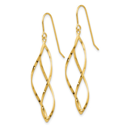 10k Twisted Dangle Shepherd Hook Earrings