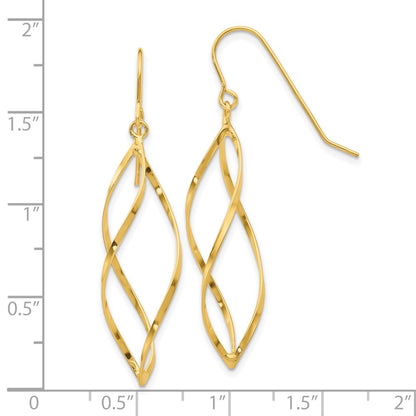 10k Twisted Dangle Shepherd Hook Earrings