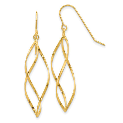 10k Twisted Dangle Shepherd Hook Earrings