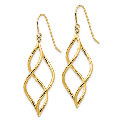 10k Twisted Dangle Shepherd Hook Earrings