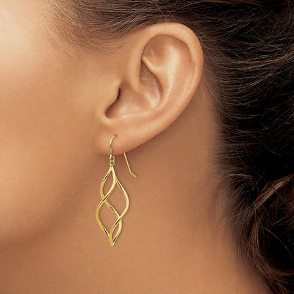 10k Twisted Dangle Shepherd Hook Earrings