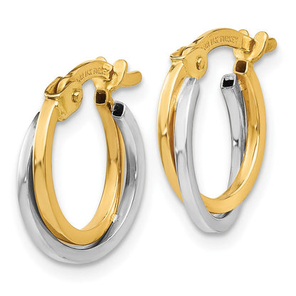 10k Two-tone Polished Hollow Double Hoop Earrings