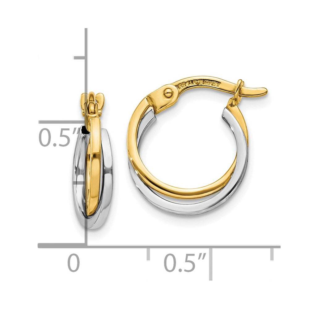 10k Two-tone Polished Hollow Double Hoop Earrings