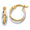10k Two-tone Polished Hollow Double Hoop Earrings