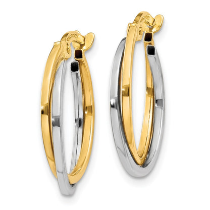 10k Two-tone Polished Hollow Double Hoop Earrings