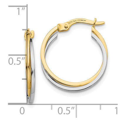 10k Two-tone Polished Hollow Double Hoop Earrings