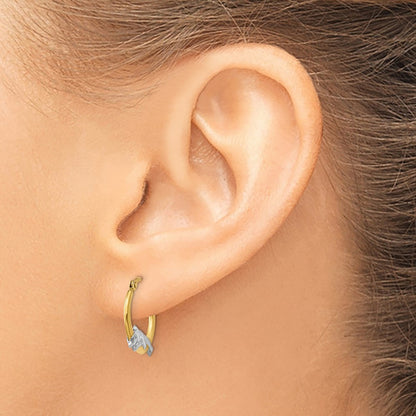 10K and White Rhodium Dolphin Hoop Earrings