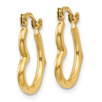 10K Side Heart Shaped Hollow Hoop Earrings