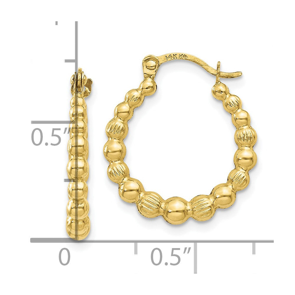10K Beaded Hoop Earrings