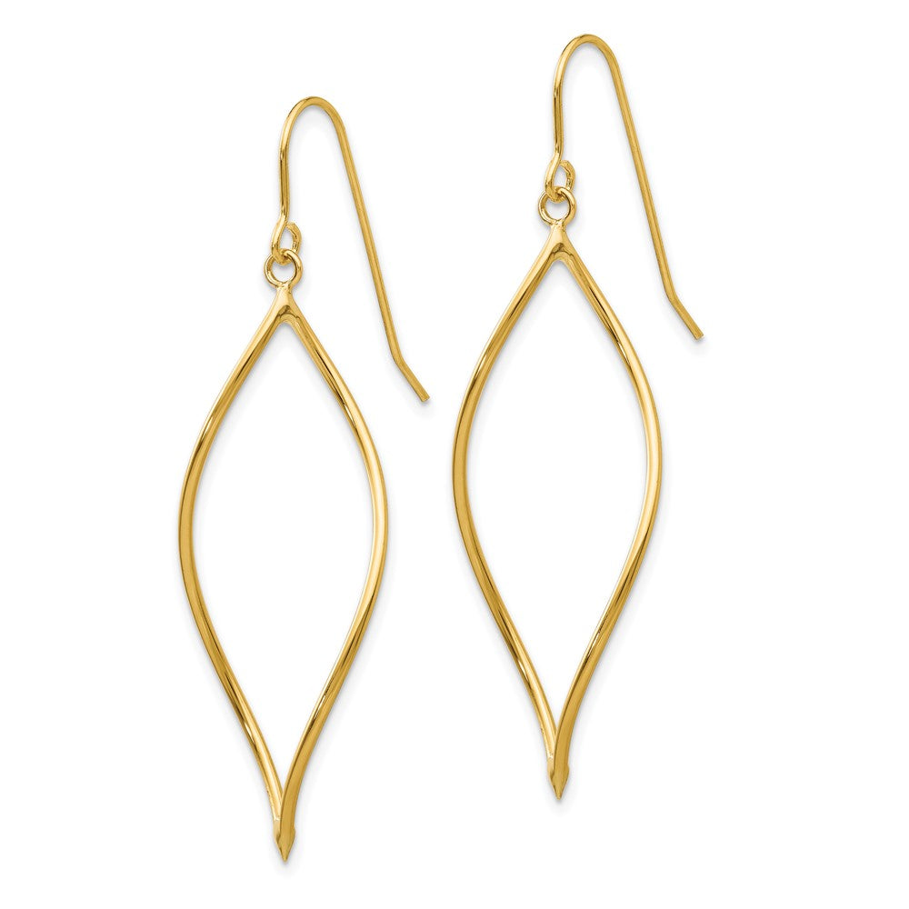 10k Polished Twisted Oblong Dangle Shepherd Hook Earrings