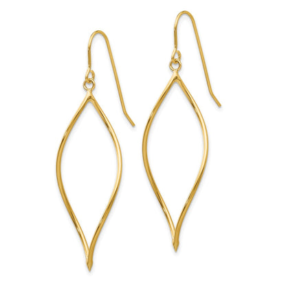 10k Polished Twisted Oblong Dangle Shepherd Hook Earrings