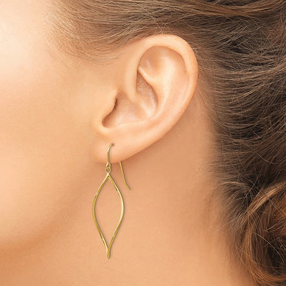10k Polished Twisted Oblong Dangle Shepherd Hook Earrings