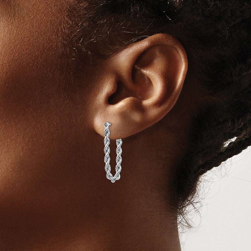 10k White Gold Rope Chain Dangle Post Earrings