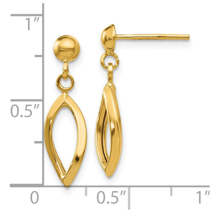 10k Post Oval Dangle Post Earrings