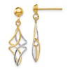 10k Two-tone Fancy Twisted Post Dangle Earrings