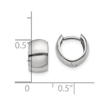 10k White Gold Round Hinged Hoop Earrings