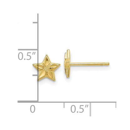 10k Polished and Diamond-cut Star Post Earrings