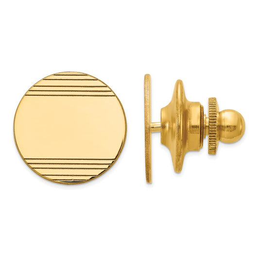 10k Mens Polished Circle with Line Design Tie Tac