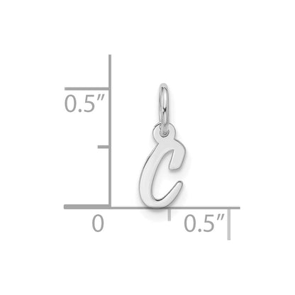 10k White Gold Small Script Initial C Charm