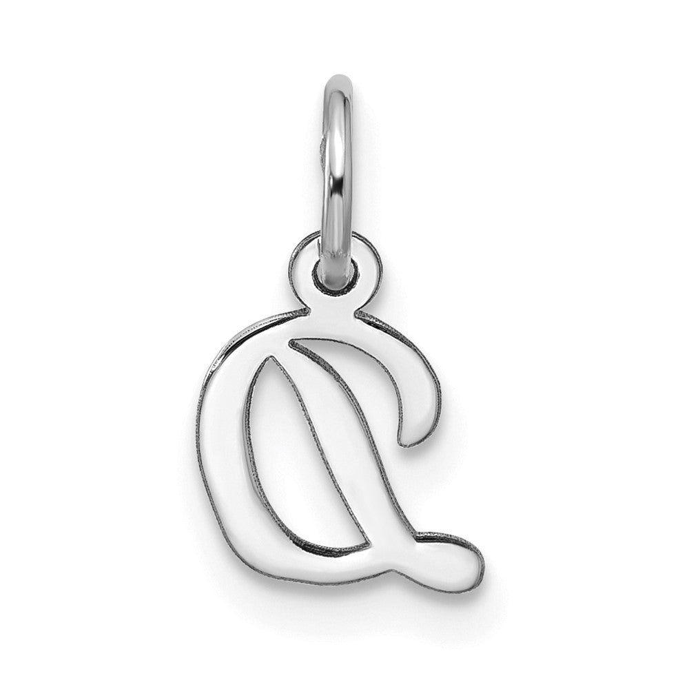 10k White Gold Small Script Initial D Charm