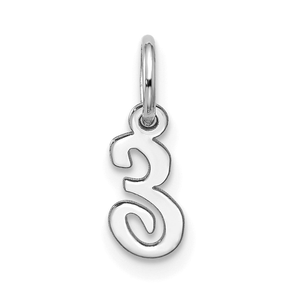 10k White Gold Small Script Initial E Charm