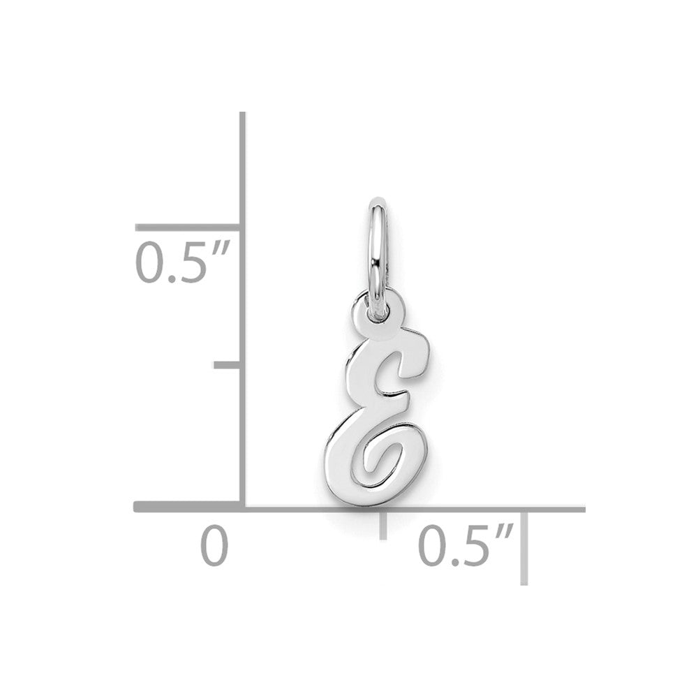 10k White Gold Small Script Initial E Charm
