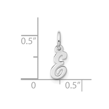 10k White Gold Small Script Initial E Charm