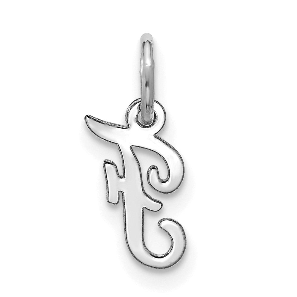 10k White Gold Small Script Initial F Charm
