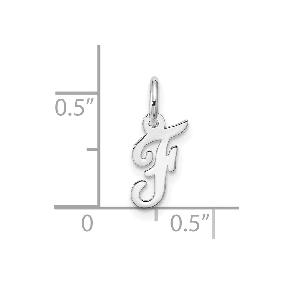 10k White Gold Small Script Initial F Charm