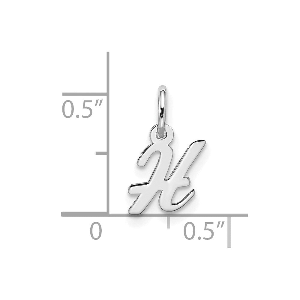 10k White Gold Small Script Initial H Charm