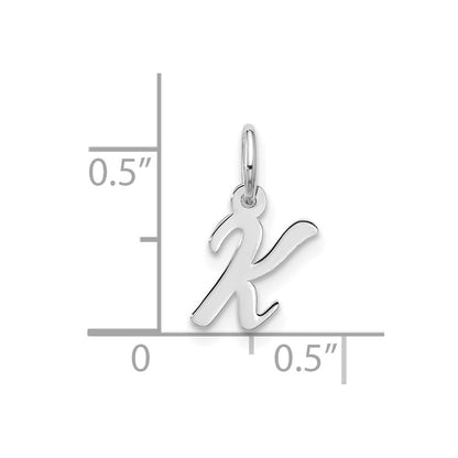 10k White Gold Small Script Initial K Charm